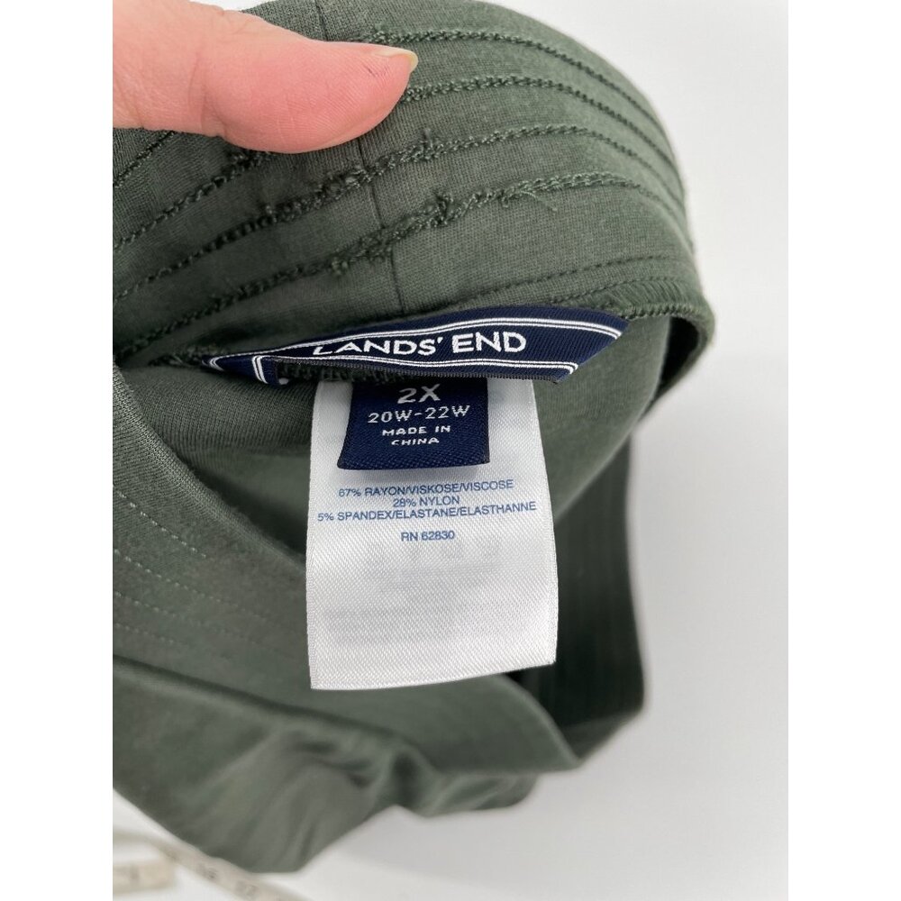 Lands End Womens Plus Size 2X Pants Elastic Waist Relaxed Fit Green Casual Comfy - Picture 3 of 7